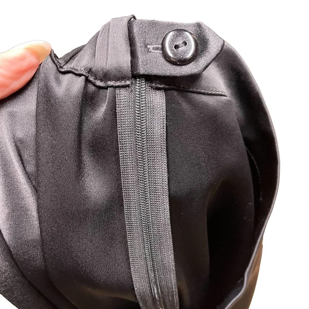 St. John Caviar Black Silky Wide-Leg Trouser Pants‎ Size 4 - Picture 8 of 10